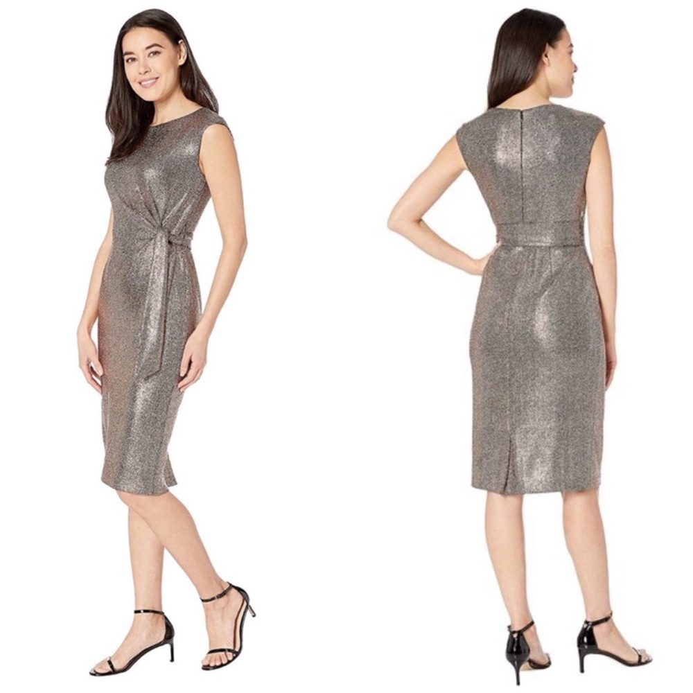 Tahari ASL NWT Bronze /Black Dress size 10P